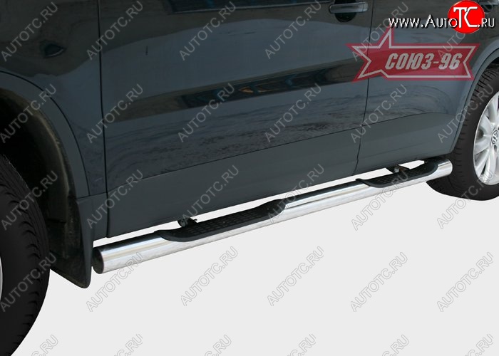 21 059 р. Защита порогов с проступью Souz-96 (d76) Volkswagen Tiguan NF рестайлинг (2011-2017)  с доставкой в г. Керчь