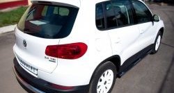 14 449 р. Защита порогов с пластиковыми вставками для ног из круглой трубы диаметром 76 мм (Track & Field) Russtal Volkswagen Tiguan NF рестайлинг (2011-2017) (Защита порогов с со скосами на торцах (вариант 1))  с доставкой в г. Керчь. Увеличить фотографию 8