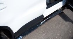 14 449 р. Защита порогов с пластиковыми вставками для ног из круглой трубы диаметром 76 мм (Track & Field) Russtal Volkswagen Tiguan NF рестайлинг (2011-2017) (Защита порогов с со скосами на торцах (вариант 1))  с доставкой в г. Керчь. Увеличить фотографию 10