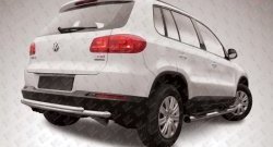 Двойная защита заднего бампера из двух труб диаметром 57 и 42 мм Slitkoff Volkswagen Tiguan  NF (2011-2017) рестайлинг