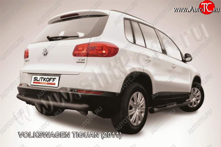 9 099 р. Защита задняя Slitkoff Volkswagen Tiguan NF рестайлинг (2011-2017) (Цвет: серебристый)  с доставкой в г. Керчь