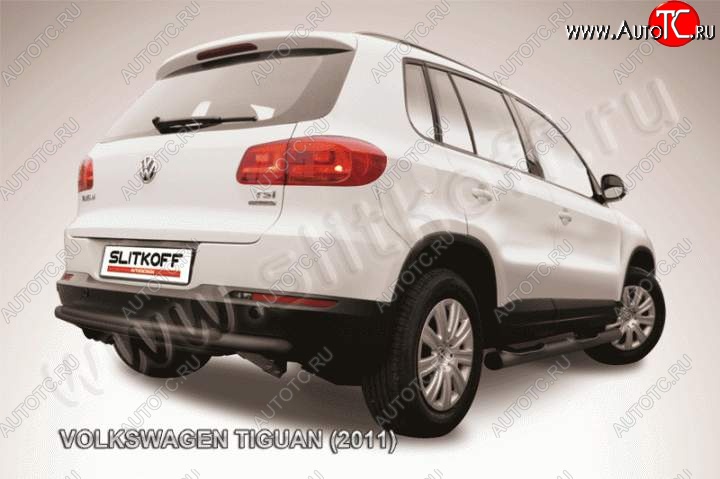 8 599 р. Защита задняя Slitkoff  Volkswagen Tiguan  NF (2011-2017) рестайлинг (Цвет: серебристый)  с доставкой в г. Керчь