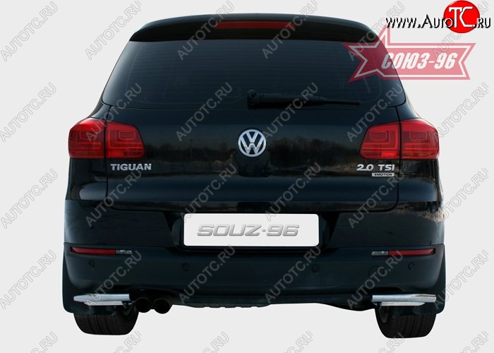 15 614 р. Защита заднего бампера из боковых уголков Souz-96 (d42) Volkswagen Tiguan NF рестайлинг (2011-2017)  с доставкой в г. Керчь