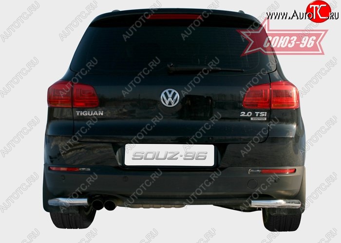 13 949 р. Защита заднего бампера из боковых уголков Souz-96 (d60) Volkswagen Tiguan NF рестайлинг (2011-2017)  с доставкой в г. Керчь