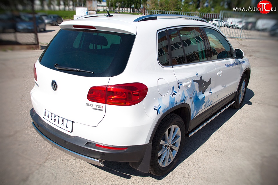 11 599 р. Защита заднего бампера (Ø75х42 мм, нержавейка, Sport& Style) Russtal Volkswagen Tiguan NF рестайлинг (2011-2017)  с доставкой в г. Керчь