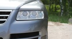 899 р. Реснички на фары RA Volkswagen Touareg GP дорестайлинг (2002-2007) (Неокрашенные)  с доставкой в г. Керчь. Увеличить фотографию 7