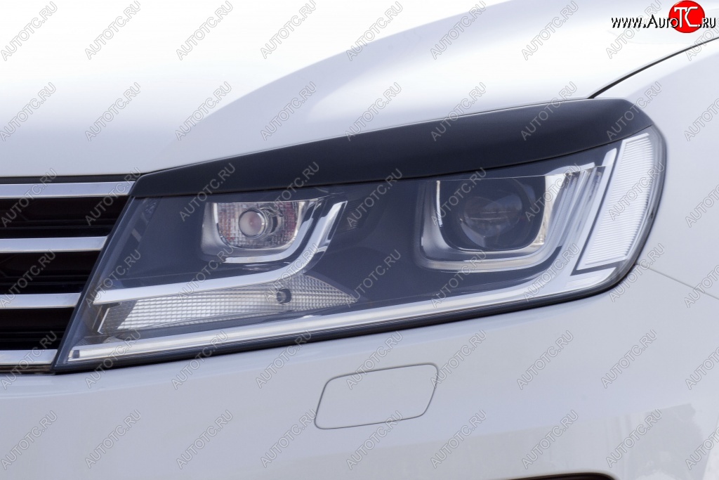 1 029 р. Реснички на фары RA Volkswagen Touareg 2 NF рестайлинг (2014-2018) (Неокрашенные)  с доставкой в г. Керчь