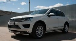 26 099 р. Защита переднего бампера (2 трубыØ63 и 42 мм, нержавейка) SLITKOFF Volkswagen Touareg NF рестайлинг (2014-2018)  с доставкой в г. Керчь. Увеличить фотографию 4