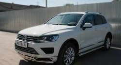 19 999 р. Защита переднего бампера (2 трубыØ75х42 мм, нержавейка) Russtal Volkswagen Touareg NF рестайлинг (2014-2018)  с доставкой в г. Керчь. Увеличить фотографию 4