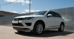 19 299 р. Одинарная защита переднего бампера диаметром 63 мм SLITKOFF Volkswagen Touareg NF рестайлинг (2014-2018)  с доставкой в г. Керчь. Увеличить фотографию 4