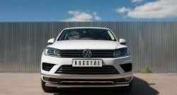 Одинарная защита переднего бампера диаметром 63 мм SLITKOFF Volkswagen Touareg  NF (2014-2018) рестайлинг