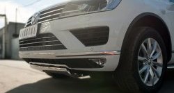 13 999 р. Защита переднего бампера (Ø75х42 мм, нержавейка) Russtal Volkswagen Touareg NF рестайлинг (2014-2018)  с доставкой в г. Керчь. Увеличить фотографию 2