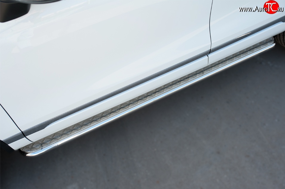 84 999 р. Широкая защита порогов Russtal Volkswagen Touareg NF рестайлинг (2014-2018) (Поверхность листа (вариант 1))  с доставкой в г. Керчь