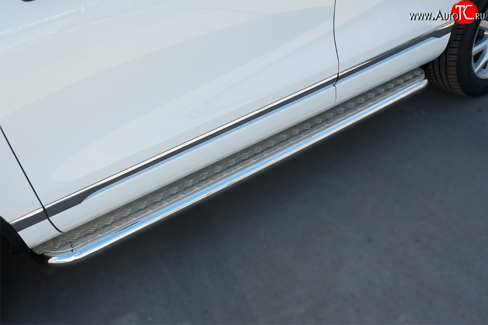 94 999 р. Широкая защита порогов Russtal Volkswagen Touareg NF рестайлинг (2014-2018) (Поверхность листа (вариант 1))  с доставкой в г. Керчь