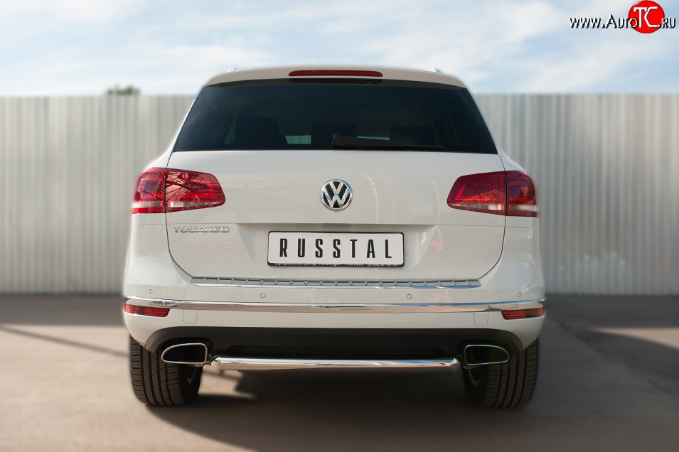 18 299 р. Одинарная защита заднего бампера диаметром 63 мм SLITKOFF Volkswagen Touareg NF рестайлинг (2014-2018)  с доставкой в г. Керчь