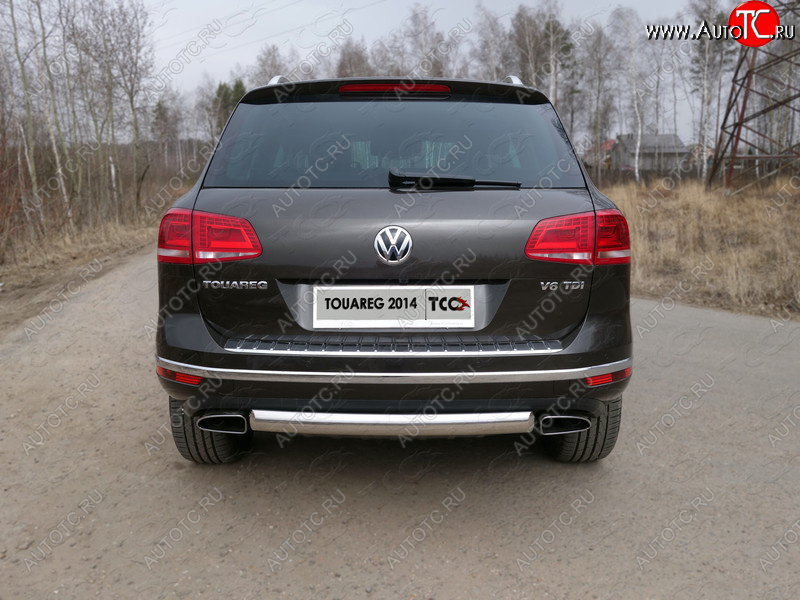 18 999 р. Защита заднего бампера (овальная) ТСС (нержавейка d75х42 мм) Volkswagen Touareg NF рестайлинг (2014-2018)  с доставкой в г. Керчь