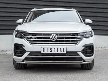 Защита переднего бампера (2 трубы Ø42, нержавейка, NOT 2.0 TSI) Volkswagen Touareg  CR (2018-2025)
