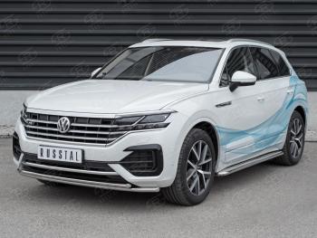 20 999 р. Защита переднего бампера (2 трубы Ø42, нержавейка, NOT 2.0 TSI)  Volkswagen Touareg  CR (2018-2025)  с доставкой в г. Керчь. Увеличить фотографию 2