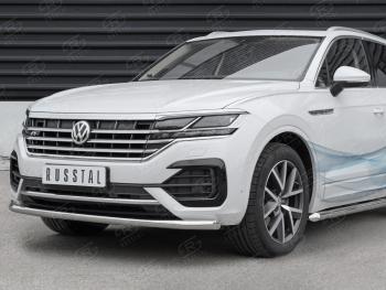 18 699 р. Защита переднего бампера (Ø63 мм, нержавейка, NOT 2.0 TSI) SLITKOFF  Volkswagen Touareg  CR (2018-2025)  с доставкой в г. Керчь. Увеличить фотографию 2