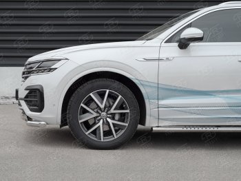 30 649 р. Защита переднего бампера (2 трубы Ø63 с клыками, нержавейка not 2.0 tsi) SLITKOFF  Volkswagen Touareg  CR (2018-2025)  с доставкой в г. Керчь. Увеличить фотографию 4