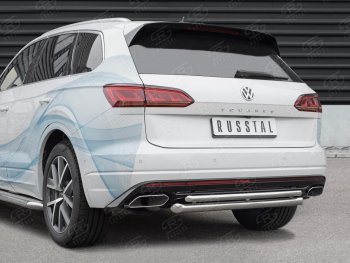 19 449 р. Защита заднего бампера (2 трубы Ø63 и 42 мм, нержавейка) SLITKOFF  Volkswagen Touareg  CR (2018-2025)  с доставкой в г. Керчь. Увеличить фотографию 2