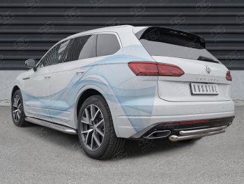 19 449 р. Защита заднего бампера (2 трубы Ø63 и 42 мм, нержавейка) SLITKOFF  Volkswagen Touareg  CR (2018-2025)  с доставкой в г. Керчь. Увеличить фотографию 3