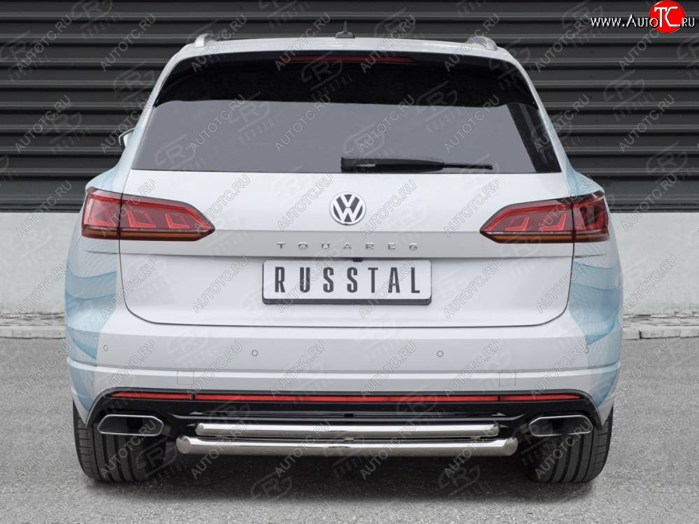 19 449 р. Защита заднего бампера (2 трубы Ø63 и 42 мм, нержавейка) SLITKOFF  Volkswagen Touareg  CR (2018-2025)  с доставкой в г. Керчь