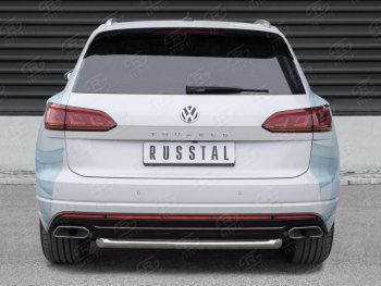 Защита заднего бампера (Ø63 мм, нержавейка) SLITKOFF Volkswagen Touareg  CR (2018-2025)
