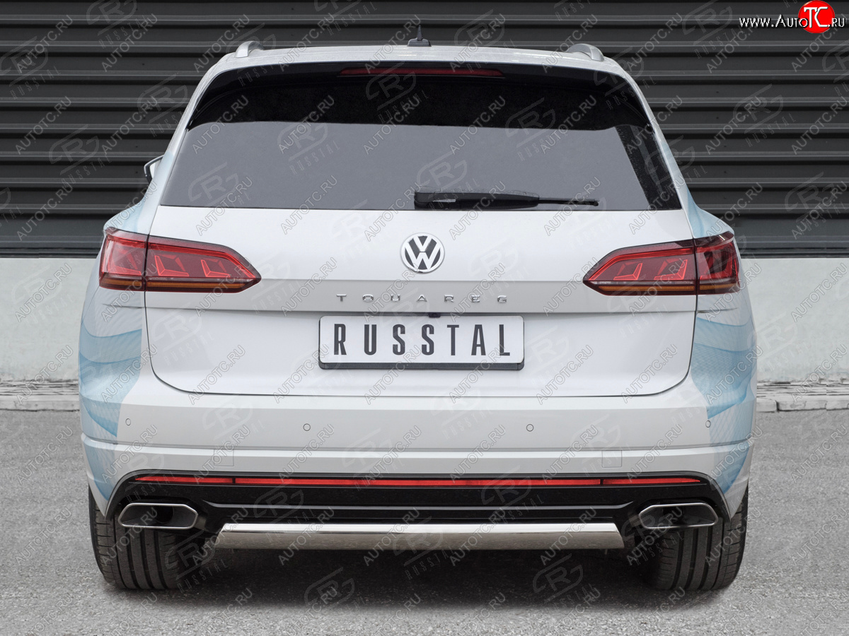 13 899 р. Защита заднего бампера (Ø75х42 мм, нержавейка) Russtal Volkswagen Touareg CR (2018-2025)  с доставкой в г. Керчь