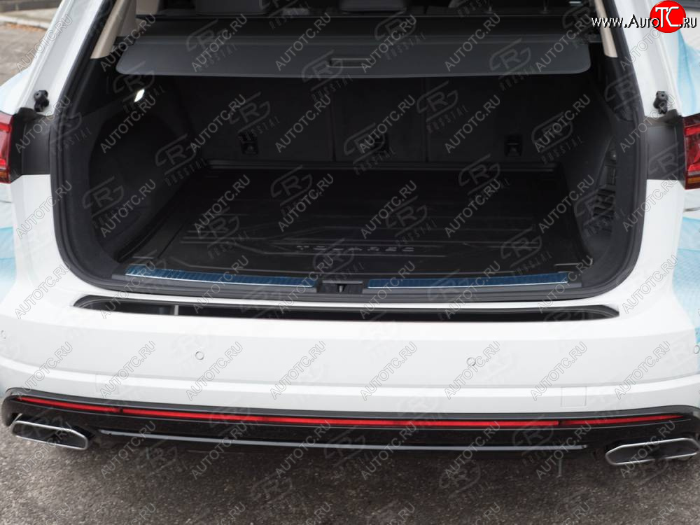 1 999 р. Защитная накладка заднего бампера Russtal Volkswagen Touareg CR (2018-2025) (нержавейка полированная)  с доставкой в г. Керчь
