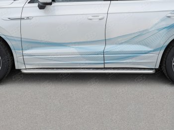 22 999 р. Пороги SLITKOFF d42 с листом Volkswagen Touareg 3 CR дорестайлинг (2018-2022) (лист алюминий, проф. сталь)  с доставкой в г. Керчь. Увеличить фотографию 2