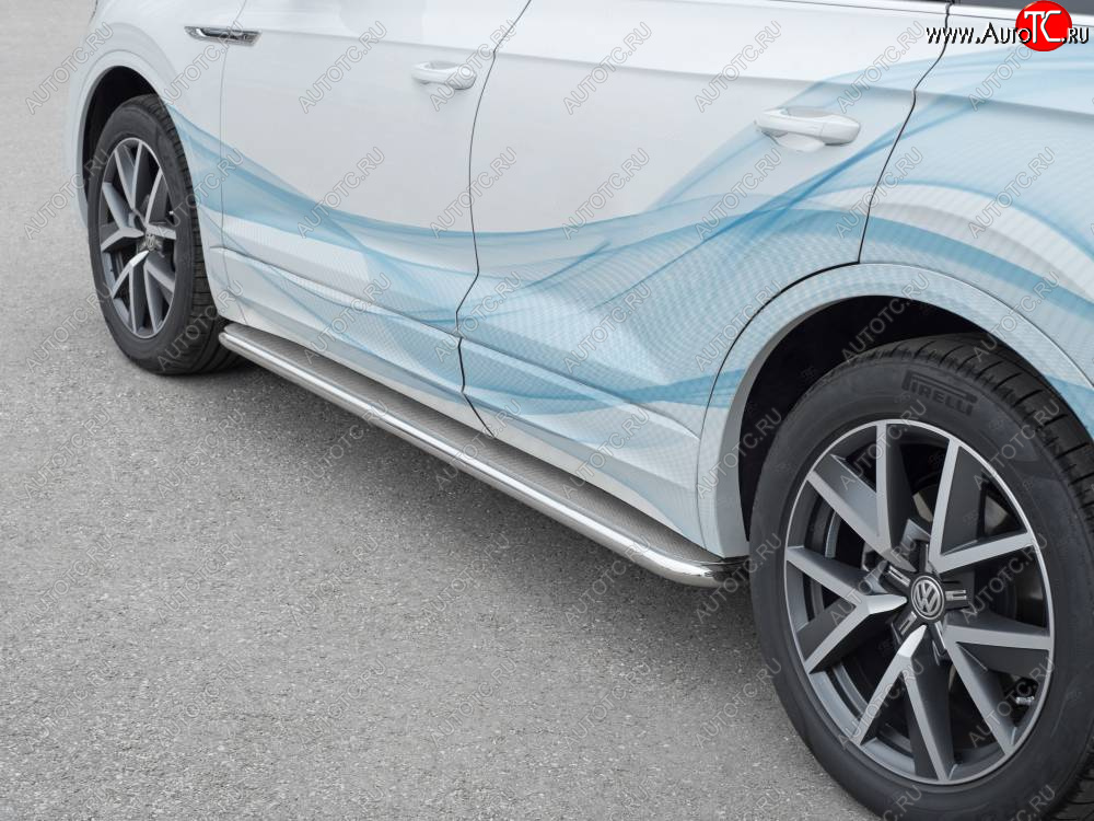 35 549 р. Пороги SLITKOFF d42 с листом  Volkswagen Touareg  CR (2018-2025) (лист нержавейка, проф. нержавейка)  с доставкой в г. Керчь
