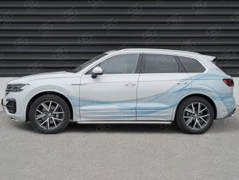 35 549 р. Пороги SLITKOFF d42 с листом  Volkswagen Touareg  CR (2018-2025) (лист нержавейка, проф. нержавейка)  с доставкой в г. Керчь. Увеличить фотографию 3