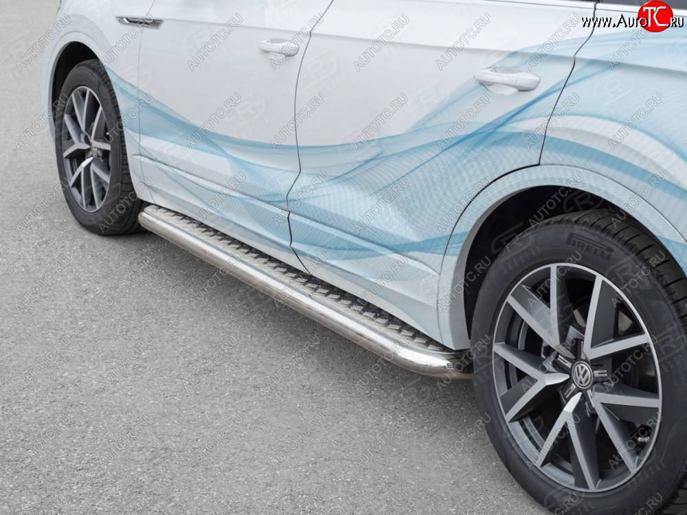 30 799 р. Пороги SLITKOFF d63 с листом  Volkswagen Touareg  CR (2018-2025) (лист алюминий, проф. сталь)  с доставкой в г. Керчь