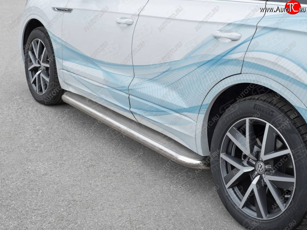 43 999 р. Пороги SLITKOFF d63 с листом  Volkswagen Touareg  CR (2018-2025) (лист нержавейка, проф. нержавейка)  с доставкой в г. Керчь