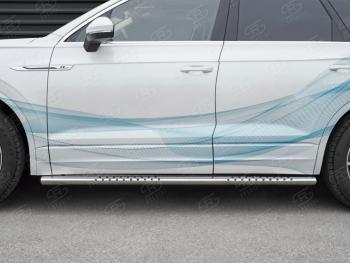 19 399 р. Защита порогов (Ø120х60 мм с проступью, нержавейка) Russtal Volkswagen Touareg CR (2018-2025)  с доставкой в г. Керчь. Увеличить фотографию 2