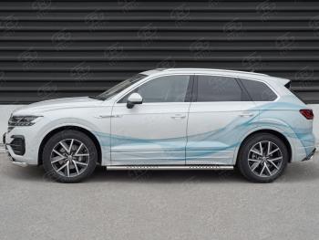 19 399 р. Защита порогов (Ø120х60 мм с проступью, нержавейка) Russtal Volkswagen Touareg CR (2018-2025)  с доставкой в г. Керчь. Увеличить фотографию 3
