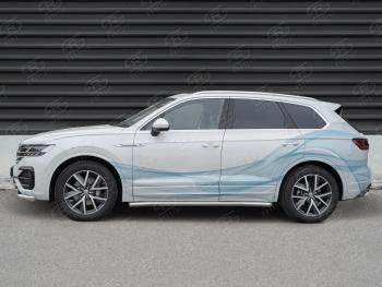 20 999 р. Защита порогов (Ø63 мм) SLITKOFF  Volkswagen Touareg  CR (2018-2025) (торцы со скосами 45°, полированная нержавейка)  с доставкой в г. Керчь. Увеличить фотографию 3