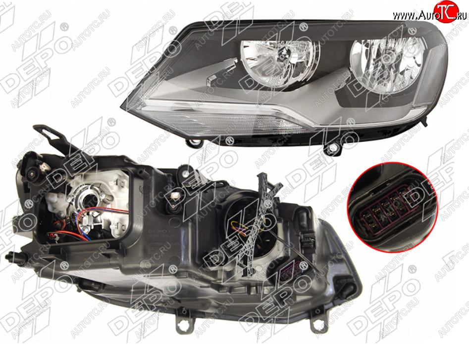 5 999 р. Левая фара (галоген, с корректором) DEPO  Volkswagen Touareg  NF (2010-2014) дорестайлинг  с доставкой в г. Керчь
