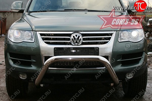 19 124 р. Защита переднего бампера Souz-96 (d76) Volkswagen Touareg GP рестайлинг (2006-2010)  с доставкой в г. Керчь
