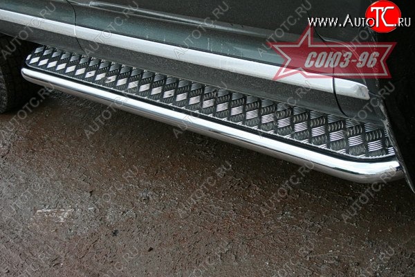 16 739 р. Защита порогов с листом Souz-96 (d60). Volkswagen Touareg 1 GP рестайлинг (2006-2010)  с доставкой в г. Керчь