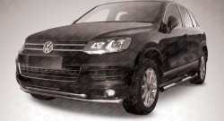 Двойная защита переднего бампера из труб диаметрами по 57 мм Slitkoff Volkswagen Touareg  NF (2010-2014) дорестайлинг