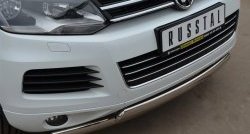 16 849 р. Защита переднего бампера (2 трубыØ75х42 мм, нержавейка) Russtal Volkswagen Touareg NF дорестайлинг (2010-2014)  с доставкой в г. Керчь. Увеличить фотографию 2