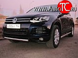 6 999 р. Одинарная защита переднего бампера d76 мм Металл Дизайн Volkswagen Touareg NF дорестайлинг (2010-2014) (полированная нержавейка)  с доставкой в г. Керчь