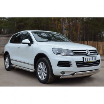 35 549 р. Широкая защита порогов с трубой d42 мм SLITKOFF v3 Volkswagen Touareg NF дорестайлинг (2010-2014)  с доставкой в г. Керчь. Увеличить фотографию 2