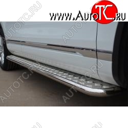 35 549 р. Широкая защита порогов с трубой d42 мм SLITKOFF v3 Volkswagen Touareg NF дорестайлинг (2010-2014)  с доставкой в г. Керчь