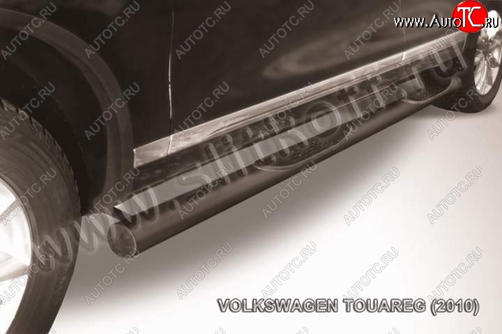 17 999 р. Защита порогов Slitkoff Volkswagen Touareg NF дорестайлинг (2010-2014) (Цвет: серебристый)  с доставкой в г. Керчь