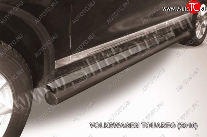14 999 р. Защита порогов (Ø76 мм, с полимерным покрытием) Slitkoff  Volkswagen Touareg  NF (2010-2014) дорестайлинг (Цвет: серебристый)  с доставкой в г. Керчь