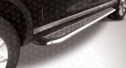 Широкая защита порогов с трубой диаметром 57 мм Slitkoff Volkswagen Touareg NF дорестайлинг (2010-2014)