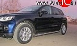 Защита порогов d76 мм Металл Дизайн Volkswagen Touareg  NF (2010-2014) дорестайлинг (полированная нержавейка)